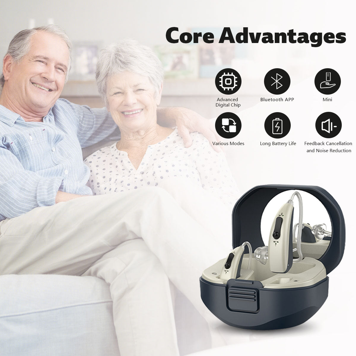 Soroya Revolutionary New OTC Bluetooth APP Rechargable Digital Open-Fit Hearing Aid Hi-quality Clear Sound Light and Comfortable